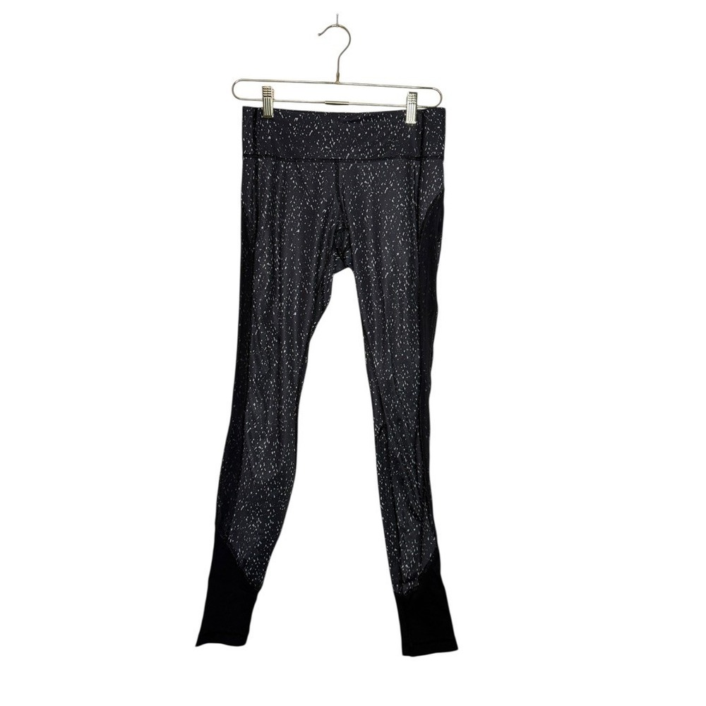 Lululemon Black White Speckled Mesh Panel Athletic Leggings Size 6